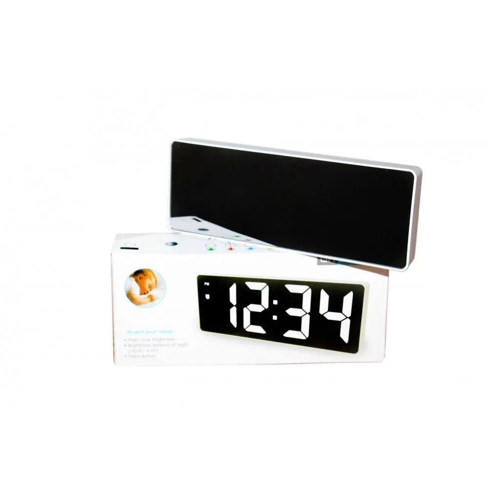 Relógio Digital LED Espelhado De Mesa Com Despertador - GH0712L - Imagem 3